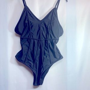 Cupshe black one piece large bodysuit adjustable spaghetti straps
